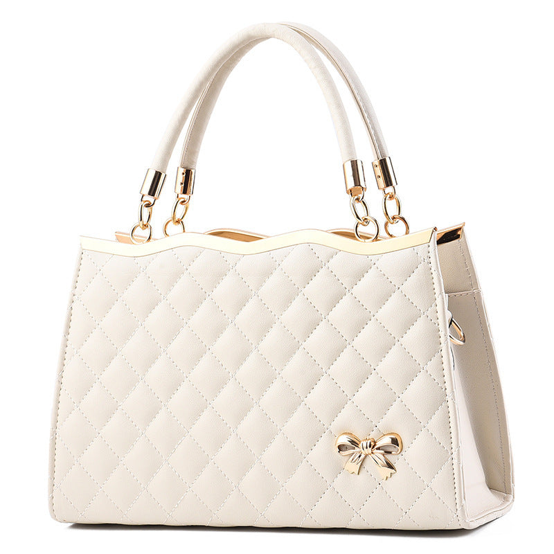 Bootara Women's Quilted Bow-Accent Structured Tote Bag – Oversized Shoulder & Crossbody Handbag for Women, Timeless Elegance