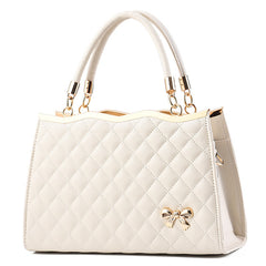 Bootara Women's Quilted Bow-Accent Structured Tote Bag – Oversized Shoulder & Crossbody Handbag for Women, Timeless Elegance