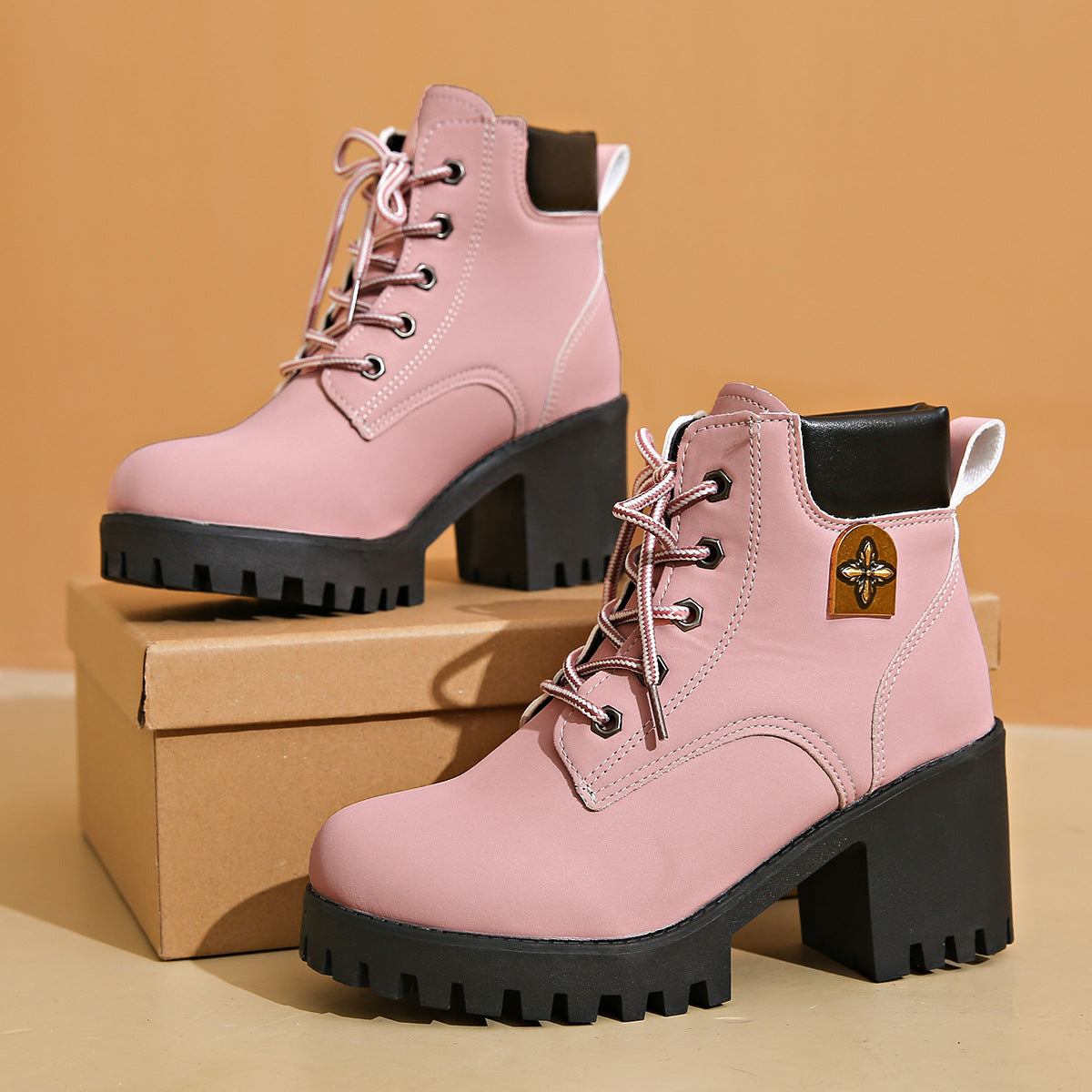 Bootara Women's Cowhide Metropolitan Combat Boot - Waterproof Block Heel Ankle Boots with Extended Sizes (US 4-10) & Commuter-Ready Traction