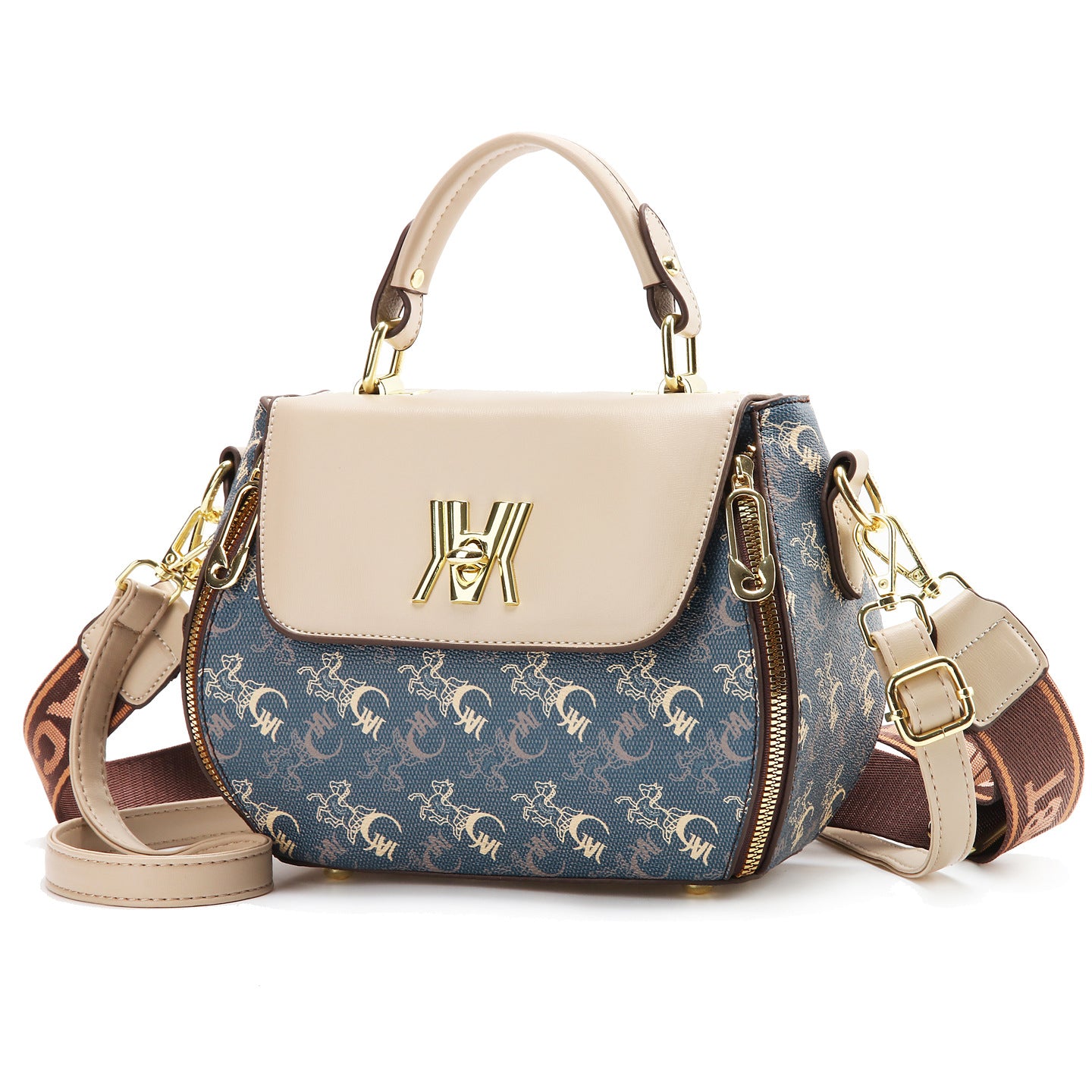 Bootara Women's Classic Letter Print Apple Bag - Multi-Way Crossbody Shoulder Tote Handbag Purse