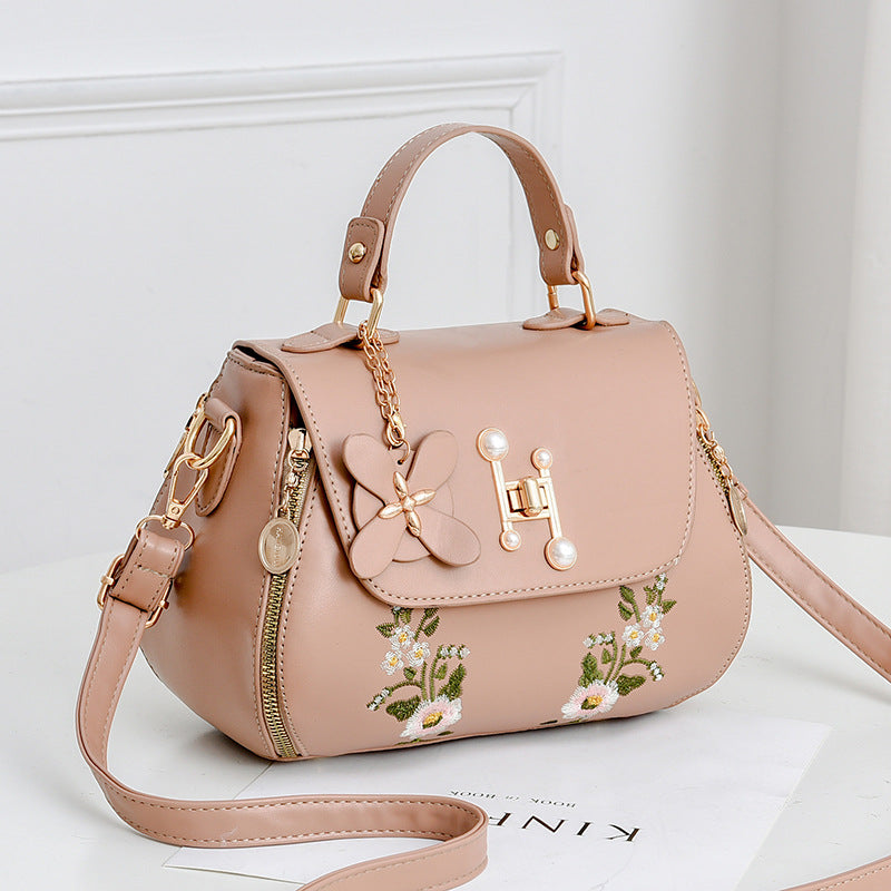Bootara Women's Elegant Embroidered Flap Bucket Bag – Stylish Convertible Crossbody Shoulder Bag