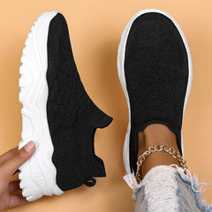 Bootara Women's Avielle Knit Slip-On Sneakers – Chunky Ridged Sole Walking Shoes (US 4–11)