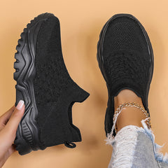 Bootara Women's Avielle Knit Slip-On Sneakers – Chunky Ridged Sole Walking Shoes (US 4–11)