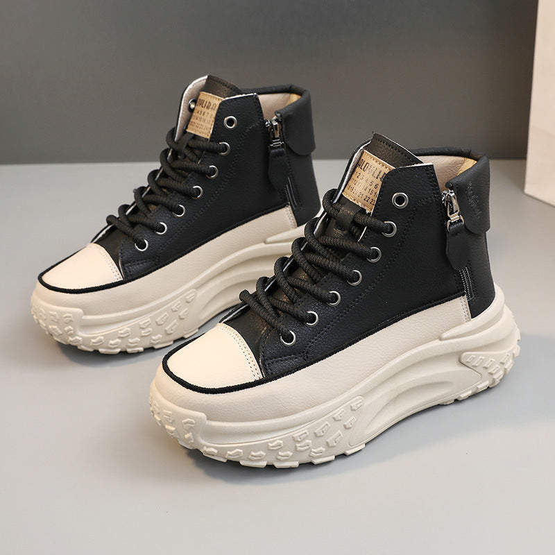 Bootara Women's Norevia Side-Zip High-Top Sneakers – Chunky Platform Shoes (US 4–10.5)