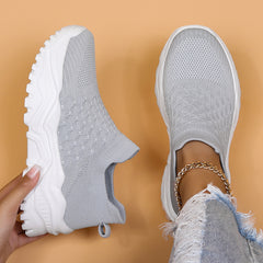 Bootara Women's Avielle Knit Slip-On Sneakers – Chunky Ridged Sole Walking Shoes (US 4–11)
