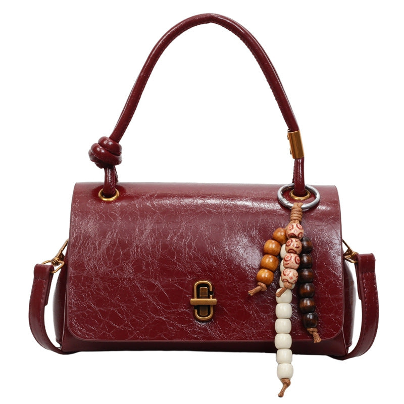 Bootara Women’s Lumière Mini Flap Bag – Glossy Waxed PU Leather, Metallic Lock Chain Shoulder & Crossbody Bag